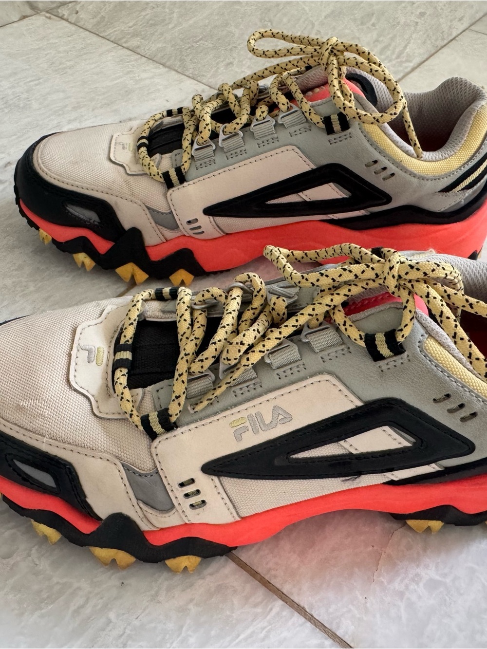 Fila Cream and Coral Rugged Trail Sneakers